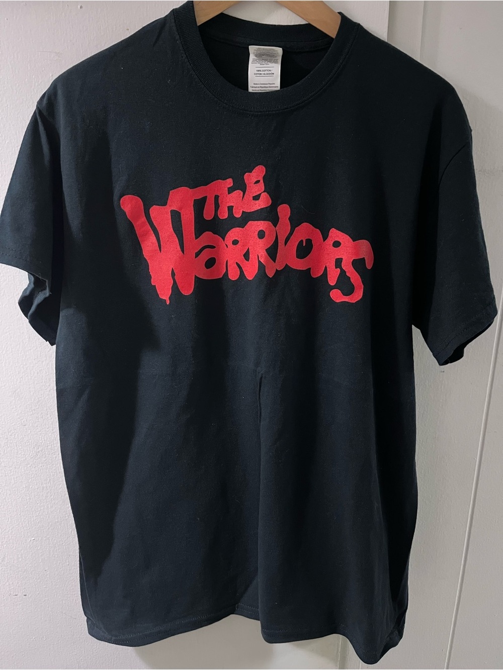 The Warriors Black Short Sleeve Tee with Red Logo